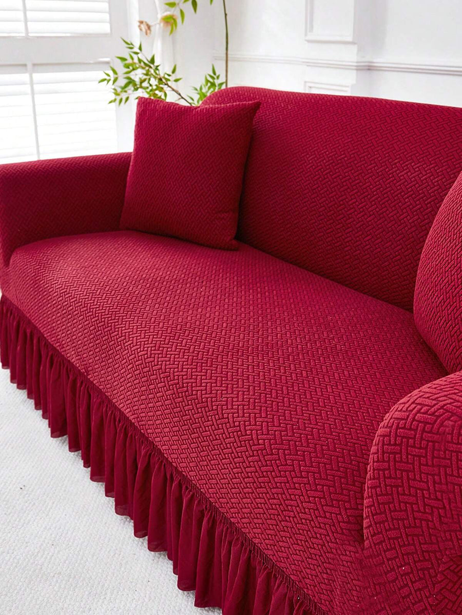 1pc Jacquard Sofa Cover Thick Short Plush Elastic Anti-Slip Sofa Slipcover 4-Season Use Pet Stain Resistant Detachable Sofa Cushions Protection Machine Washable Suitable For Living Room Bedroom Outdoor L-Shaped Recliner 1/2/3/4 Seater Sofas