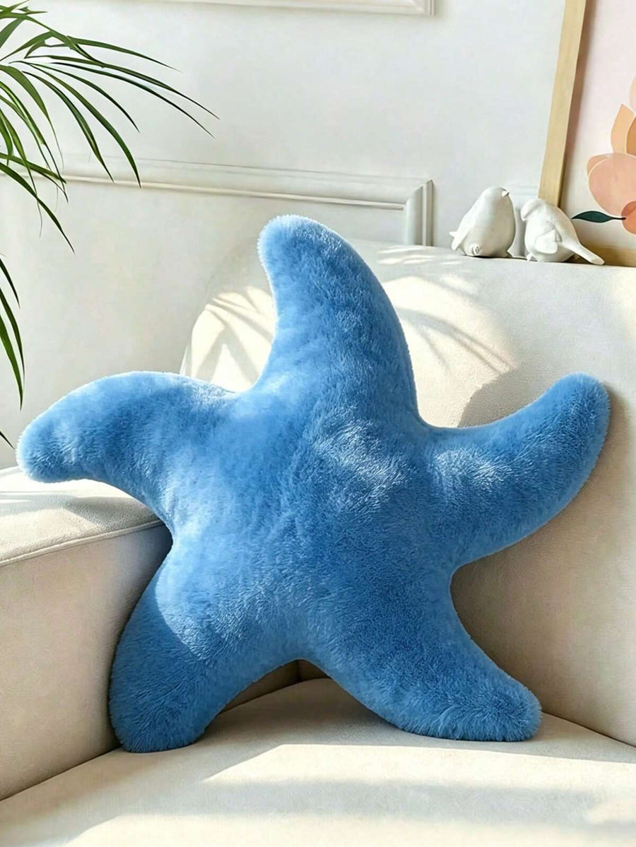 1pc Starfish Plush Pillow, Cute Decorative Cushion Suitable For Sofa, Bed, Aesthetic Room Decor Accessory, Soft Faux Fur, Suitable For Bedroom, Living Room, Party Gift, Outdoor Garden Cushion, Summer Style